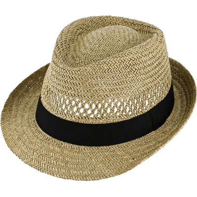 Fiebig slaměný trilby klobouk s černou stuhou