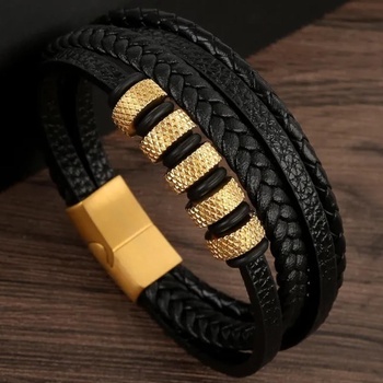 HARAHU Мъжки гривна gi-33325 - Черна / Златна kp33325 (gi-33325)