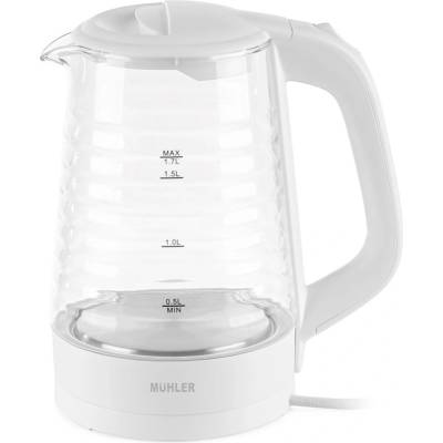 Muhler Електрическа кана Muhler - WK-189G, 2200W, 1.7 l, стъклена, бяла (1010102)