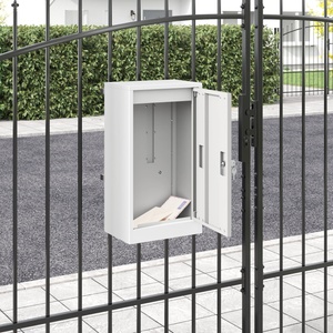 vidaXL Пощенска кутия със съхранение Бяло 30 x 20 x 55 см Стомана (874948)