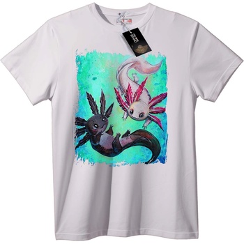 NOONEBRAND Тениска с изкуство на аксолотъл - 2XL, White