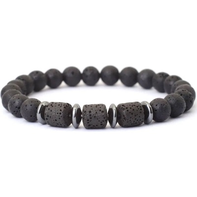 Daniel Dawson náramek Nicolo lávový kámen hematit NR2104 Černá