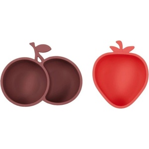 OYOY Mini Червени/кафяви силиконови детски купички 2 бр. Yummy - OYOY Mini (M107407)