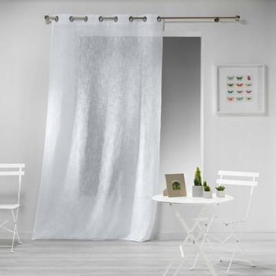 Douceur d`Interieur Závěs do obývacího pokoje s efektem lnu 140 x 240 cm, HALTONA, bílý