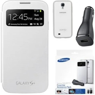 Samsung Оригинален Сет за Samsung S4 S-View Book Case & Charger ET-VI950BWE, Бял (ET-VI950BWEGWW)