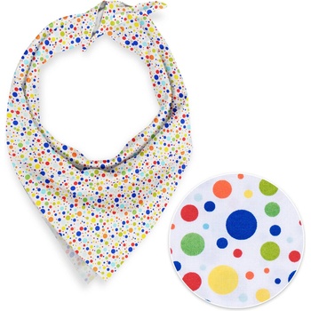 Biante Detská bavlnená šatka Sandra SA 006 Farebné bodky na bielom