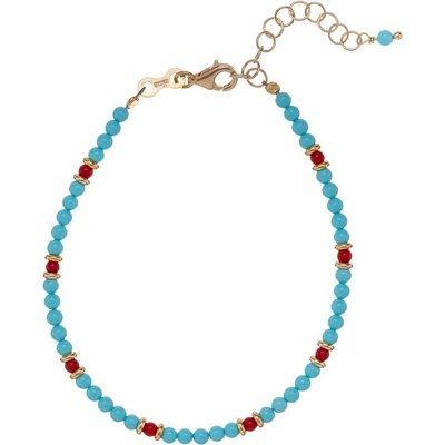Alisia Korálkový náramek z tyrkysu a červeného korálu AL3956.01.096