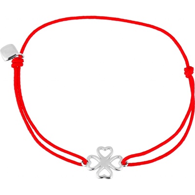 Pavona Textilní náramek červený se stříbrným čtyrlístkem 13054.3 red