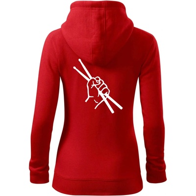 Paličky ruka mikina dámska trendy zipper s kapucňou Červená