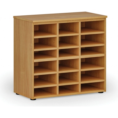 PRIMO Třídící regál WOOD, 800 x 420 x 740 mm, 18 přihrádek, buk