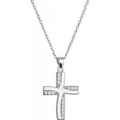 Pavona Stříbrný náhrdelník kříž se zirkony 12135.1 crystal