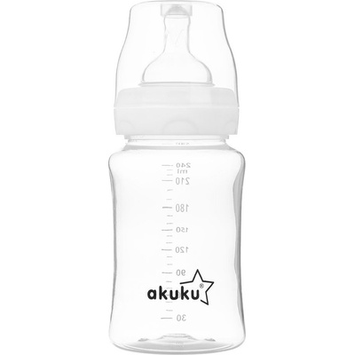 Akuku antikolíková láhev s širokým hrdlem transparentní 240 ml