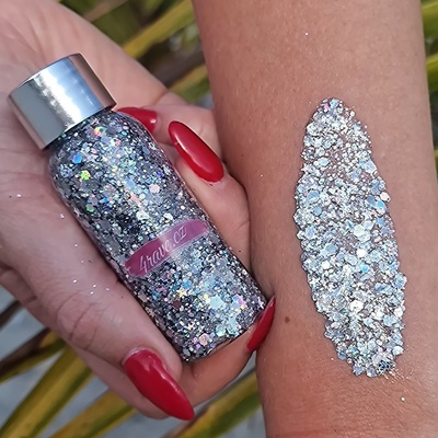 Glitter gel různé barvy Stříbrný