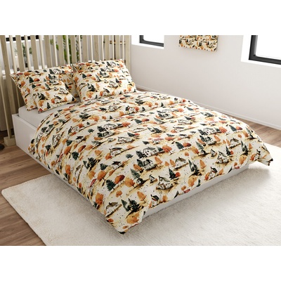 Textilomanie bavlna obliečky AUTUMN VILLAGE farebné 70x90 140x200