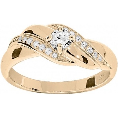 Troli pozlacený prsten s čirými zirkony PO SR08997E
