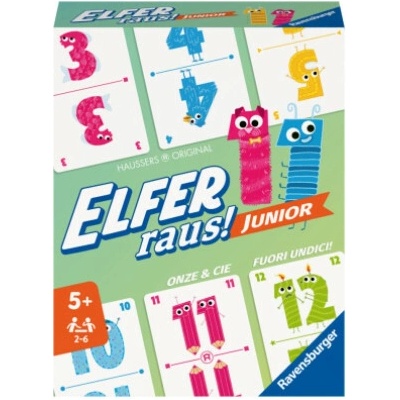 Ravensburger20947 Elfer Raus! JuniorKartenspiel 26 Spieler, Spiel ab 5 Jahren für Kinder und Erwachsene, Zahlenraum 1-20 (© Hausser)(Hra)