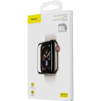 Baseus Скрийн протектор от закалено стъкло Baseus за iWatch 0.2mm, 42mm, черен (SGAPWA4-F01)