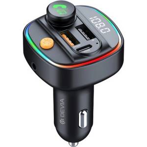 DEVIA EA133 Bluetooth FM предавател за кола, зарядно устройство, 2 USB+Type-C гнезда v5.3, RGB, ЧЕРНО ST112513 (ST112513)