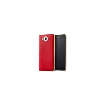 Pouzdro Mozo zadní kožené bezdrátové nabíjení Microsoft Lumia 950 / červené / bulk