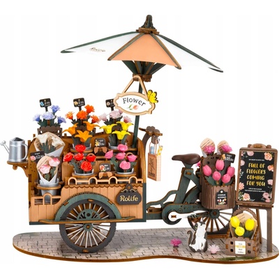 ROBOTIME Rolife DIY 3D dřevěné puzzle Květinový vozík 187 ks