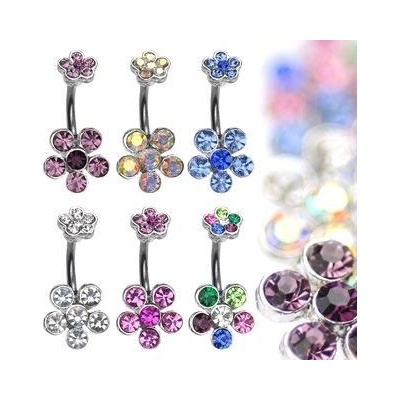 Šperky4U piercing do pupíku kytičky WP01055-P