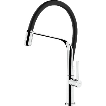 Strohm Teka Кухненски смесител, подвижен душ, хром-черен FO 997 (Б.597.ЧЕ)