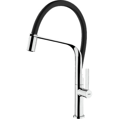 Strohm Teka Кухненски смесител, подвижен душ, хром-черен FO 997 (Б.597.ЧЕ)