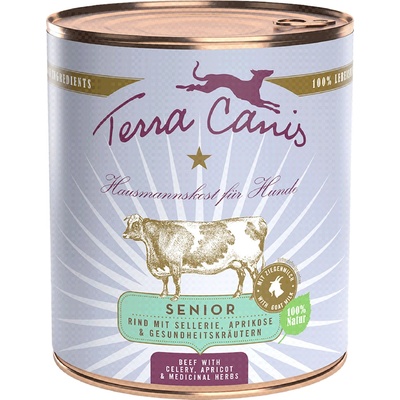 Terra Canis 6 x 800 g Мокра храна за кучета Terra Canis Senior с говеждо месо без зърно, целина, кайсия и лечебни билки