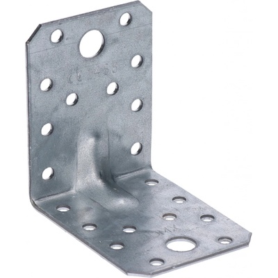 úhelník s prolisem 70x70x55mm, 2,0mm, pozink, díry průměr 5mm-20ks, 11mm-2ks