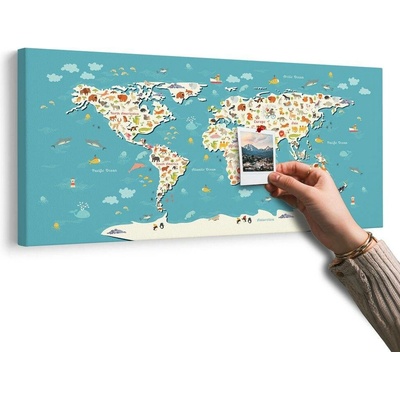 Obraz na korku dětská mapa se zvířátky - 100x50 smiley