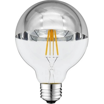 Optonica LED žárovka G95 E27 Skleněná stříbrná 7W Teplá bílá