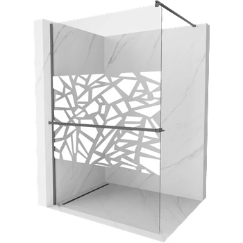 Mexen Kioto+ душ стена с полица Walk-in 70 x 200 см, бял десен, gun metal - 800-070-121-95-85 (800-070-121-95-85)
