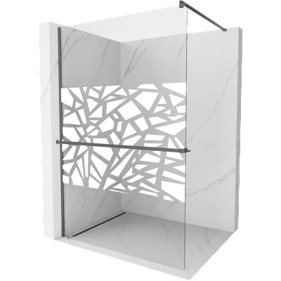 Mexen Kioto+ душ стена с полица Walk-in 70 x 200 см, бял десен, gun metal - 800-070-121-95-85 (800-070-121-95-85)
