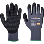 Portwest dermiflex plus a351 / Ръкавици от нитрил с пясъчно покритие и мишени - сиво/черно xxxl (a351g8rxxxl)