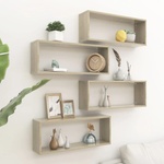vidaXL Стенни кубични рафтове, 4 бр, дъб сонома, 60x15x23 см (807143)