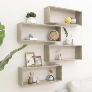 vidaXL Стенни кубични рафтове, 4 бр, дъб сонома, 60x15x23 см (807143)