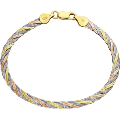 Bealio 12046 stříbrný náramek PLETENÝ 4 mm TRICOLOR 18 cm 03-12046-1810