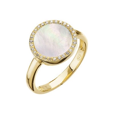 Evolution Group Pozlacený prsten s bílou perletí 15022.1