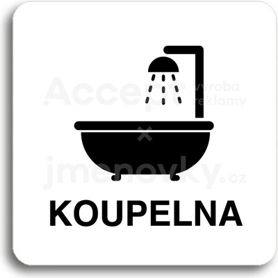 ACCEPT Piktogram koupelna - bílá tabulka - černý tisk bez rámečku