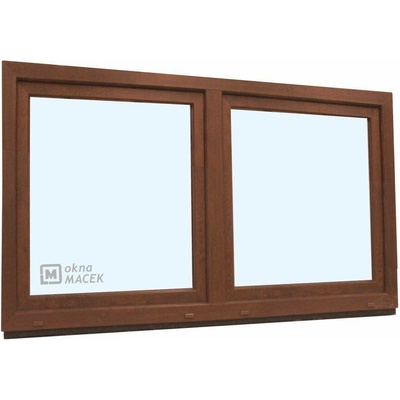 KÖMMERLING Plastové okno - 70 AD, 1800x900 mm, O/OS sloupek, ořech ornamentální (kůra čirá), ořech/ořech