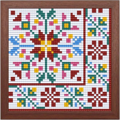 Bright Toys Мозайка с пиксели - Българска шевица, 48x48 пиксела, с рамка - Кюстендилски мотиви (BE48005-F)