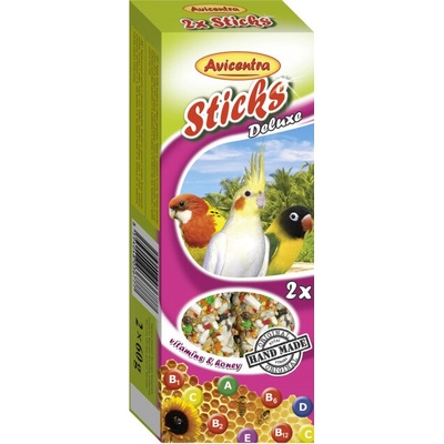 Avicentra Sticks Deluxe tyčinky Malí a Strední papagájové s vitamínmi a medom 120 g