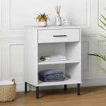 vidaXL Конзолно шкафче с метални крака бяло бор масив OSLO (351002)