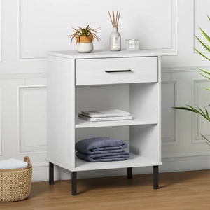 vidaXL Конзолно шкафче с метални крака бяло бор масив OSLO (351002)