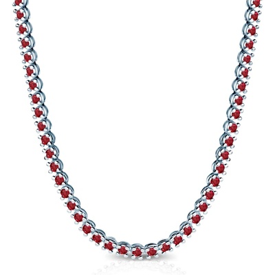 SAVICKI Тенис колие Luminy 3, 8 мм: бяло злато, рубини