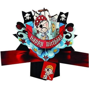 Second nature Изскачаща 3D картичка Happy Birthday Pirate
