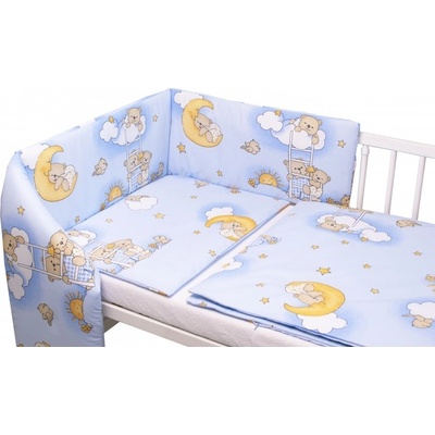 Baby Nellys Mantinel s obliečkami Premium 3D sada Medvedík na rebríku modrý 135 x 100 cm