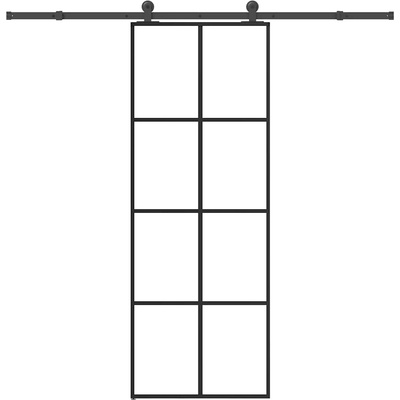 vidaXL Плъзгаща се врата с обков 76x205 см ESG стъкло и алуминий (3332887)