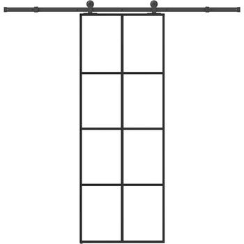 vidaXL Плъзгаща се врата с обков 76x205 см ESG стъкло и алуминий (3332887)