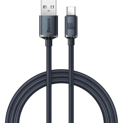 Baseus Кабел за данни USB към Type-C 100W, 2m - Baseus Crystal Shine (CAJY000501) - черен